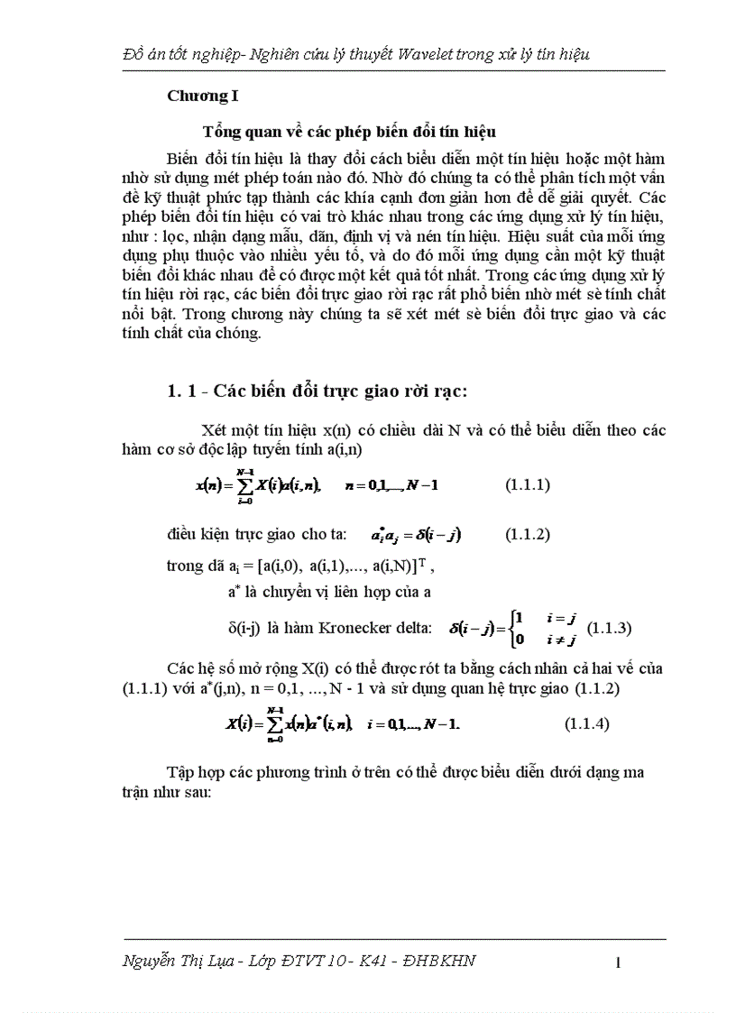 image for page Nghiên cứu lý thuyết wavelet trong xử lý tín hiệu 1