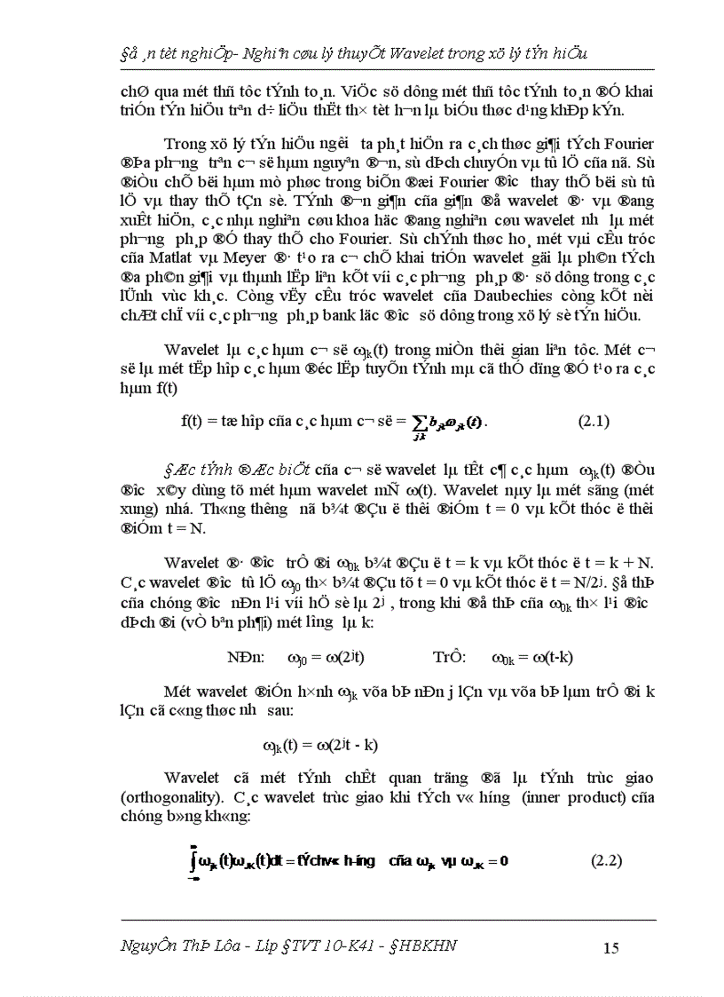 image for page Nghiên cứu lý thuyết wavelet trong xử lý tín hiệu 1