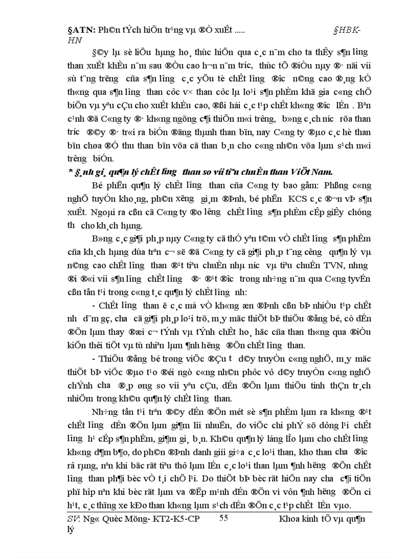 image for page Một số giải pháp nâng cao công tác quản lý chất lượng than của Công ty Tuyển Than Cửa Ông