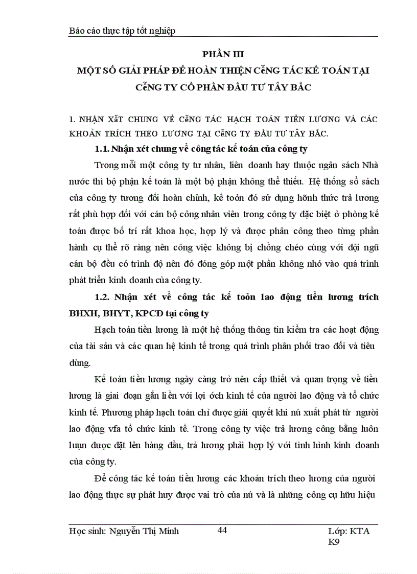 image for page Kế toán tiền lương và các khoản trích theo lương tại Công ty Cổ Phần Đầu Tư Tây Bắc