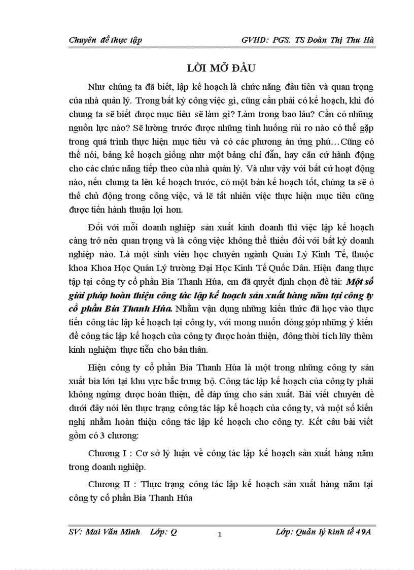 image for page Một số giải pháp hoàn thiện công tác lập kế hoạch sản xuất hàng năm tại công ty cổ phần Bia Thanh Hóa 1