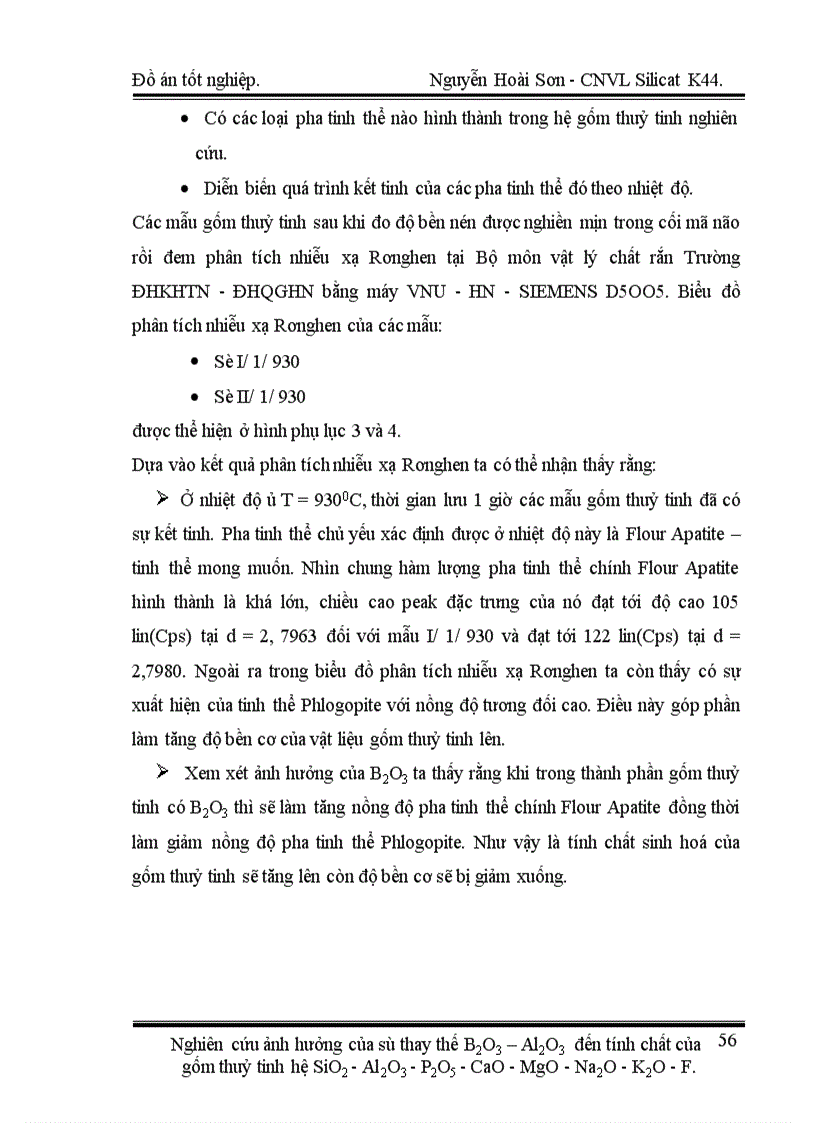 image for page Nghiên cứu ảnh hưởng của sự thay thế B2O3 Al2O3 đến tính chất của gốm thuỷ tinh hệ SiO2 Al2O3 P2O5 CaO MgO Na2O K2O F