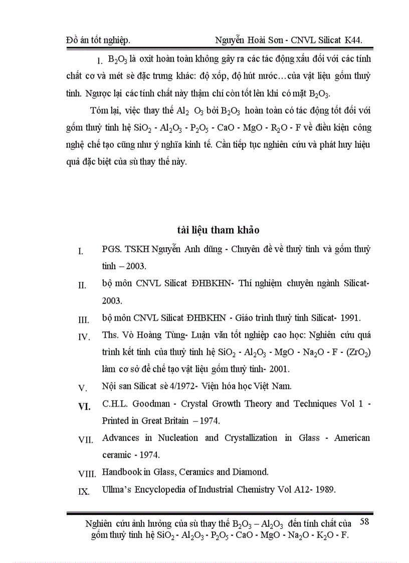 image for page Nghiên cứu ảnh hưởng của sự thay thế B2O3 Al2O3 đến tính chất của gốm thuỷ tinh hệ SiO2 Al2O3 P2O5 CaO MgO Na2O K2O F