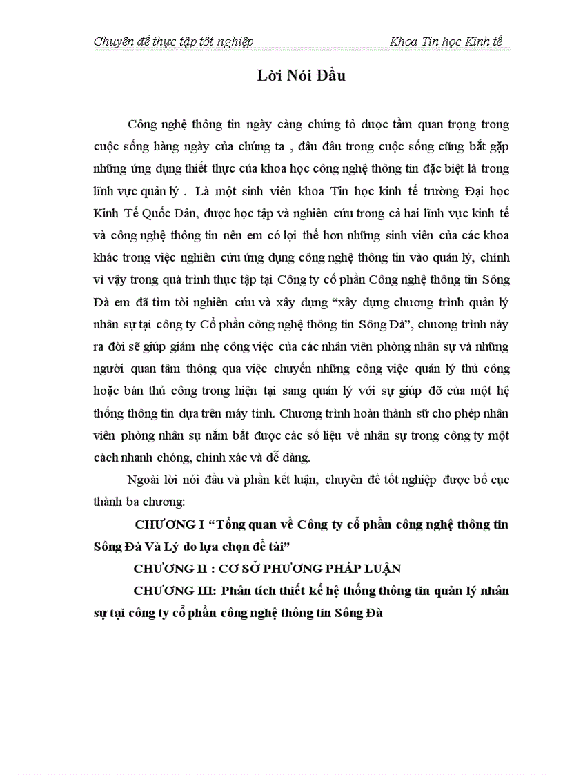 image for page Phân tích thiết kế hệ thống thông tin quản lý nhân sự tại công ty cổ phần công nghệ thông tin Sông Đà 1