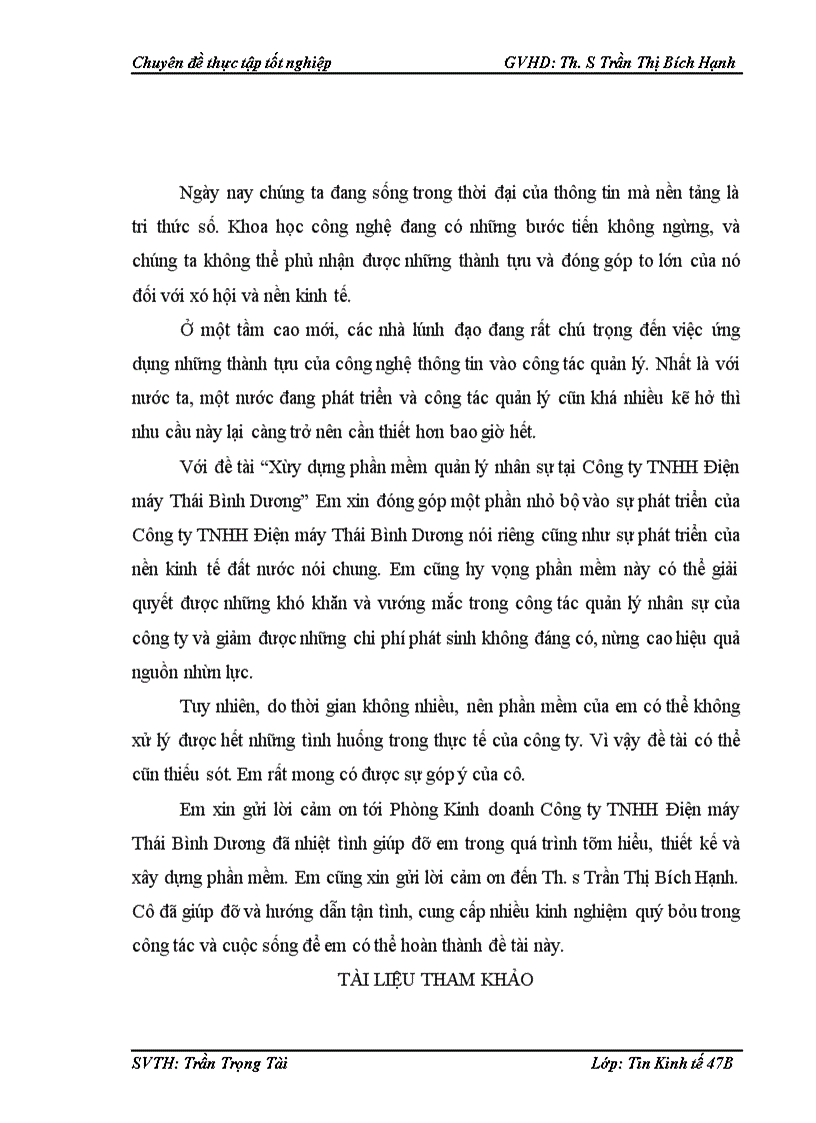 image for page Xây dựng phần mềm quản lý nhân sự tại Công ty TNHH Điện máy Thái Bình Dương 1