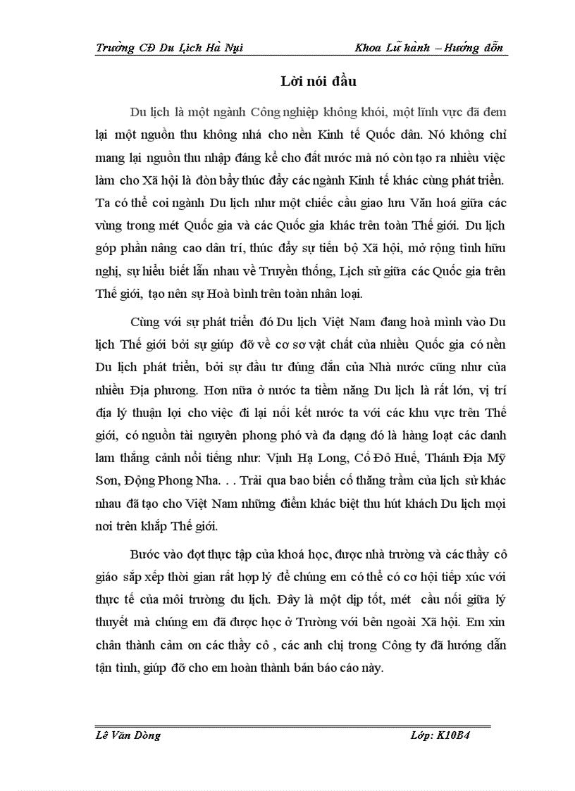 image for page Hoạt động của bộ phận hướng dẫn viên trong Công ty TNHH Thương mại và Du lịch Việt Hằng