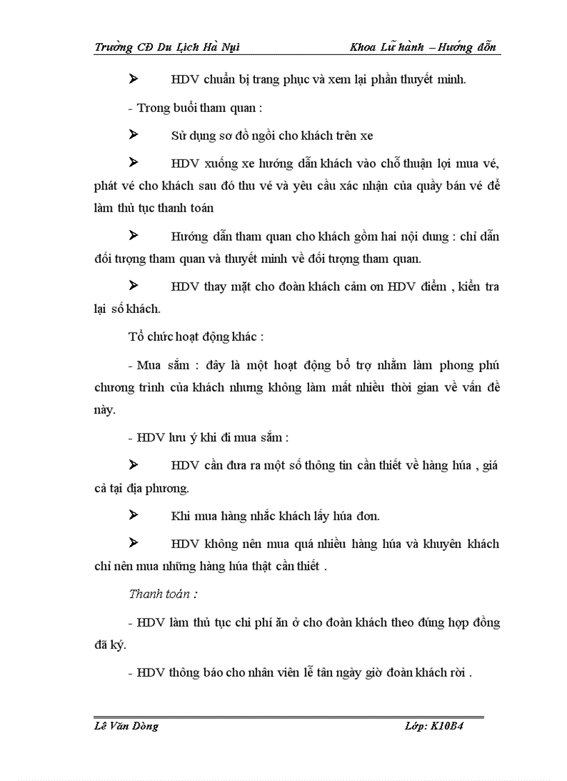 image for page Hoạt động của bộ phận hướng dẫn viên trong Công ty TNHH Thương mại và Du lịch Việt Hằng