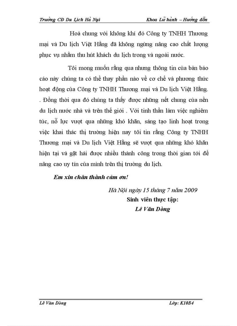 image for page Hoạt động của bộ phận hướng dẫn viên trong Công ty TNHH Thương mại và Du lịch Việt Hằng