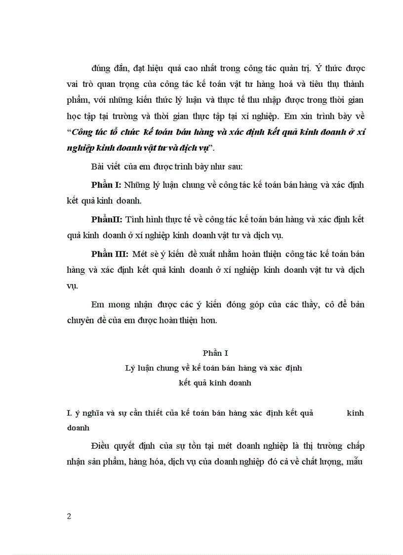 Công tác tổ chức kế toán bán hàng và xác định kết quả kinh doanh ở xí nghiệp kinh doanh vật tư và dịch vụ 1