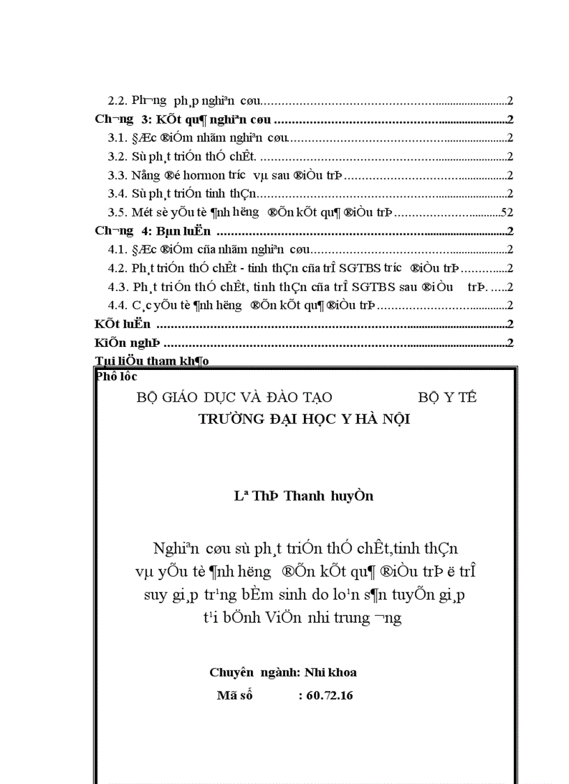 image for page Nghiên cứu sự phát triển thể chất tinh thần và yếu tố ảnh hưởng đến kết quả điều trị ở trẻ suy giáp trạng bẩm sinh do loạn sản tuyến giáp tại Bệnh viện Nhi Trung ương