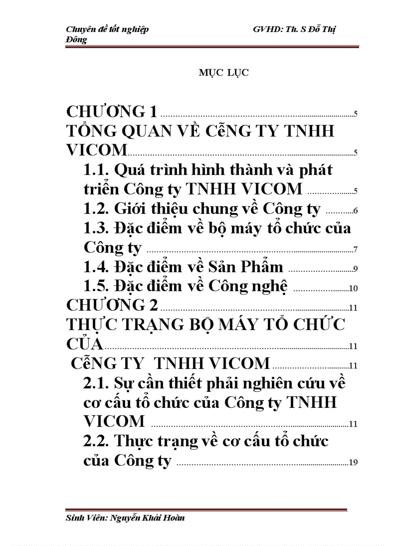 Hoàn thiện cơ cấu tổ chức của Công ty TNHH VICOM