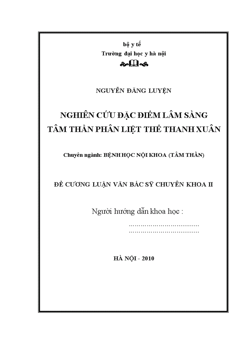 image for page Nghiên cứu đặc điểm lâm sàng ở bệnh nhân tâm thần phân liệt thể thanh xuân