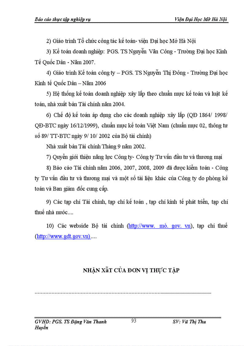 image for page Báo cáo thực tập nghiệp vụ tại Công ty tư vấn đầu tư và thương mại