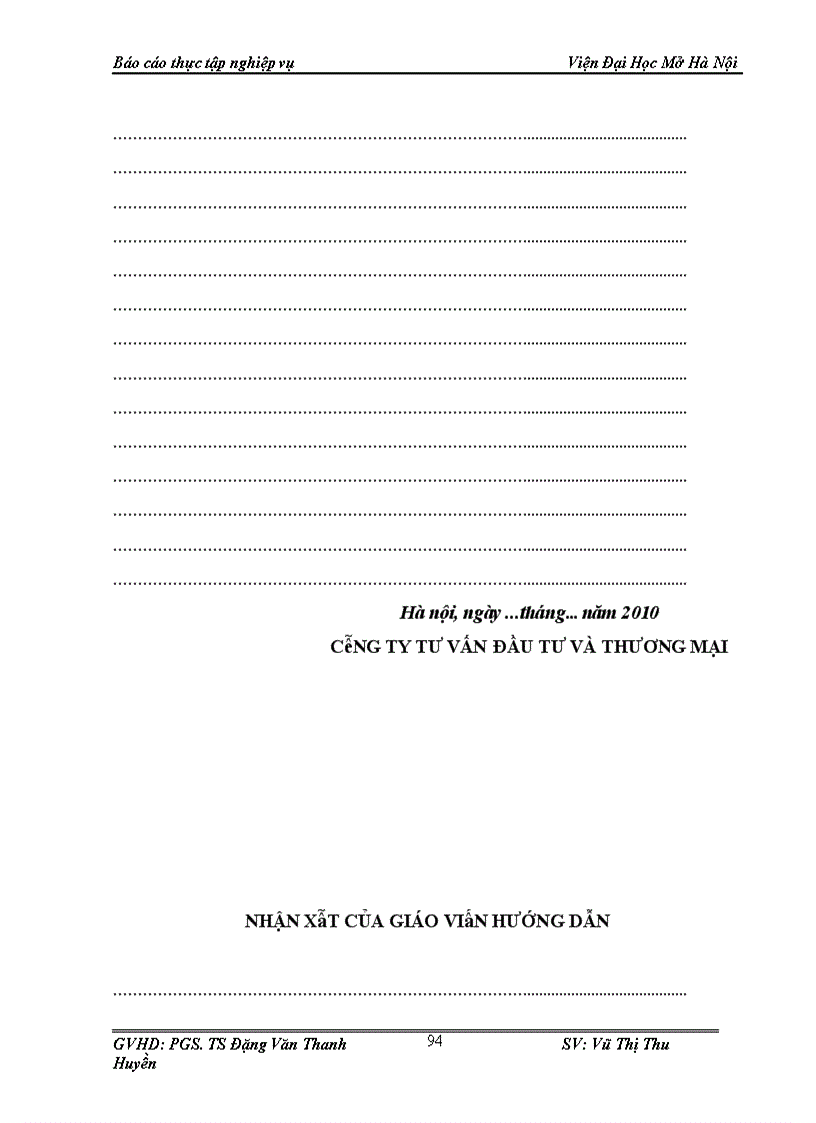 image for page Báo cáo thực tập nghiệp vụ tại Công ty tư vấn đầu tư và thương mại