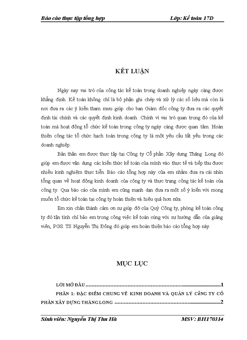 image for page Đánh giá và nhận xét về tình hình tổ chức bộ máy kế toán Công ty Cổ phần Xây dựng Thăng Long 1