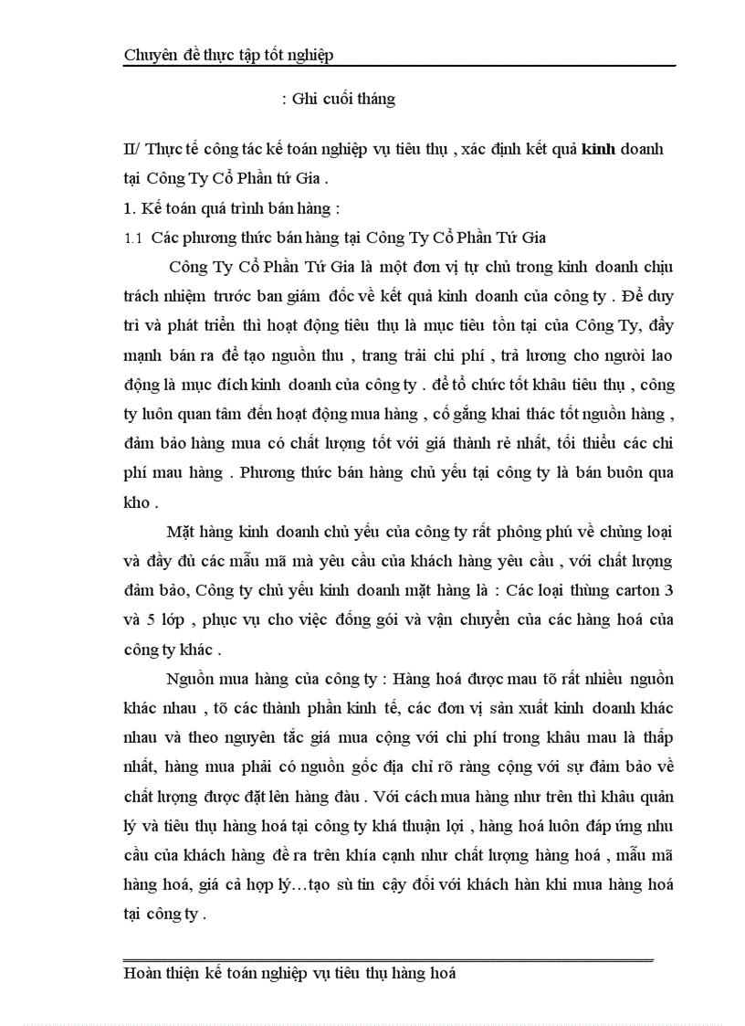 image for page Kế toán thành phẩm tiêu thụ và xác định kết quả tiêu thụ tại Công ty cổ phần Tứ Gia 1