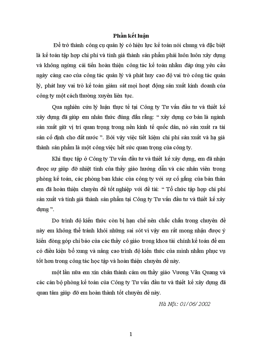 image for page Tổ chức tập hợp chi phí sản xuất và tính giá thành sản phẩm tại Công ty Tư vấn đầu tư và thiết kế xây dựng 1