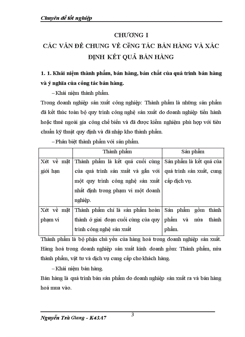 Bán hàng và xác định kết quả kinh doanh cuả ĐN tư nhân thực phẩm Minh Đức 1