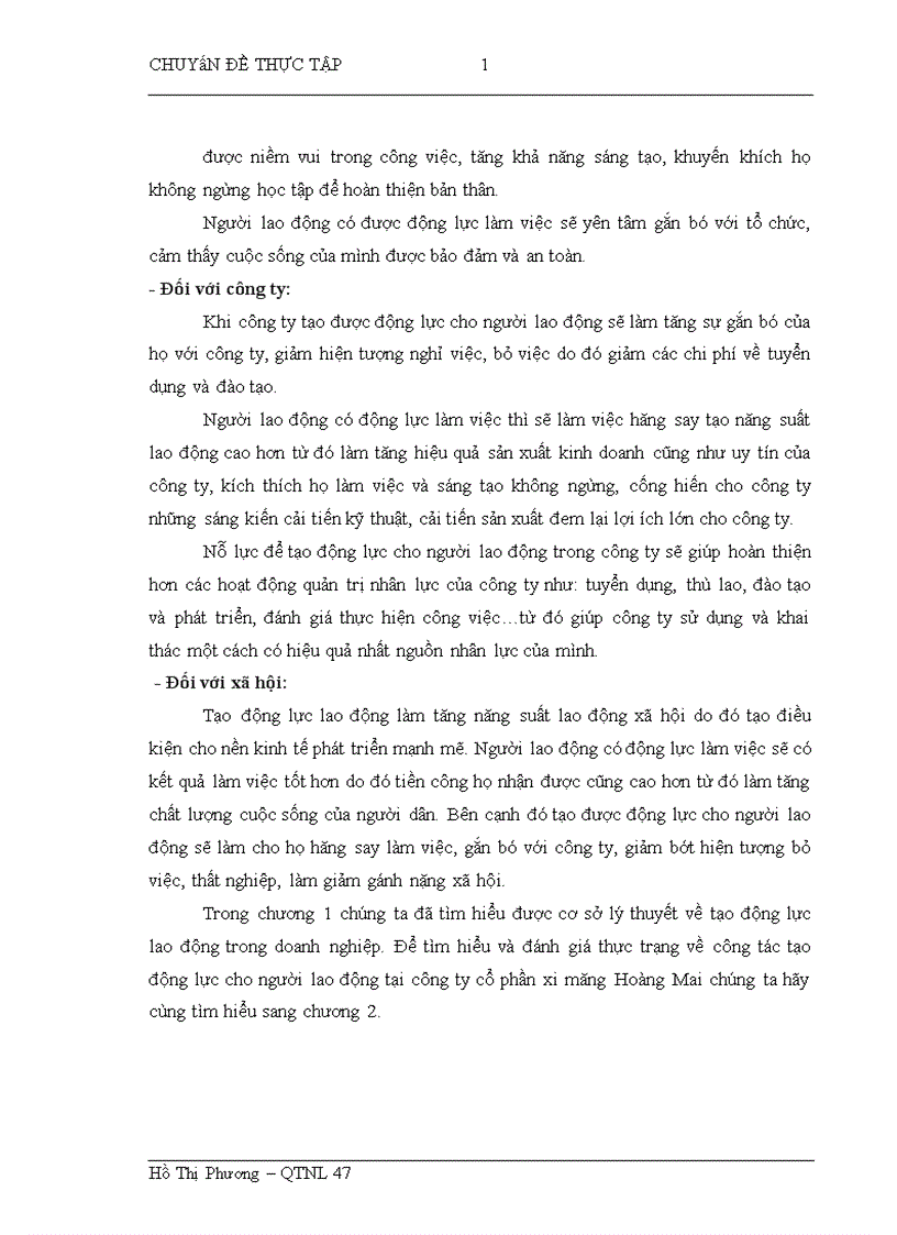 image for page Hoàn thiện công tác tạo động lực cho người lao động tại Công ty cổ phần xi măng Hoàng Mai 1