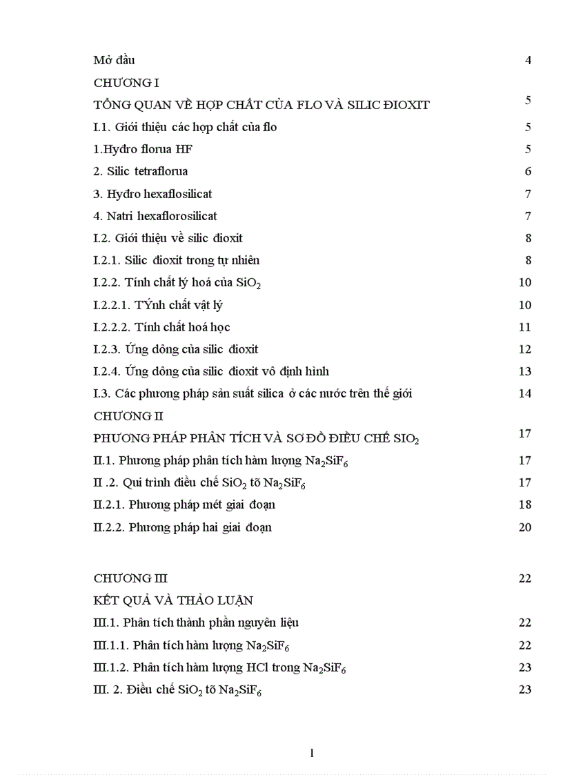 image for page Phương pháp phân tích và sơ đồ điều chế SiO2
