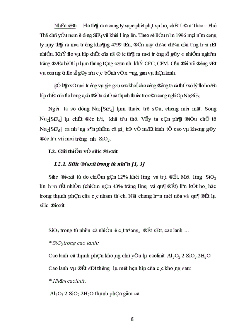 image for page Phương pháp phân tích và sơ đồ điều chế SiO2