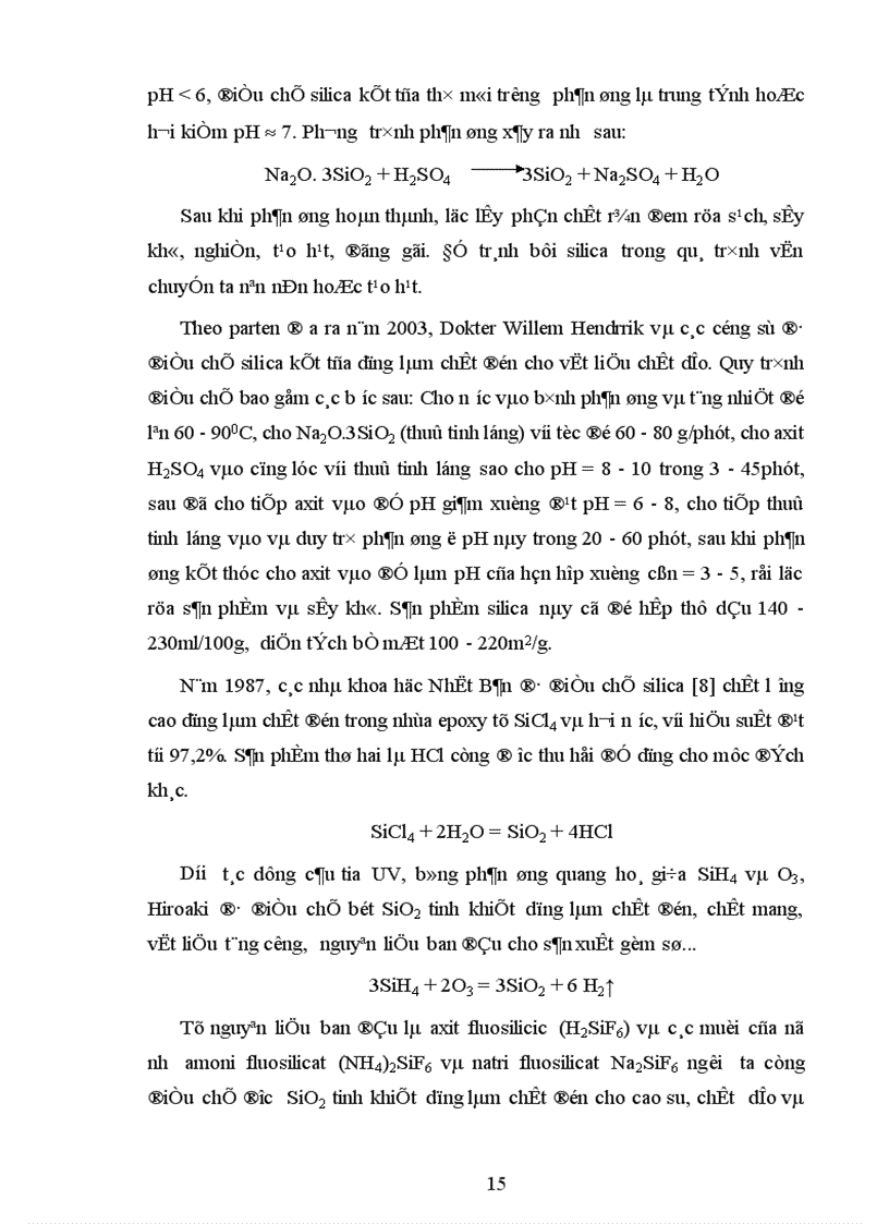 image for page Phương pháp phân tích và sơ đồ điều chế SiO2