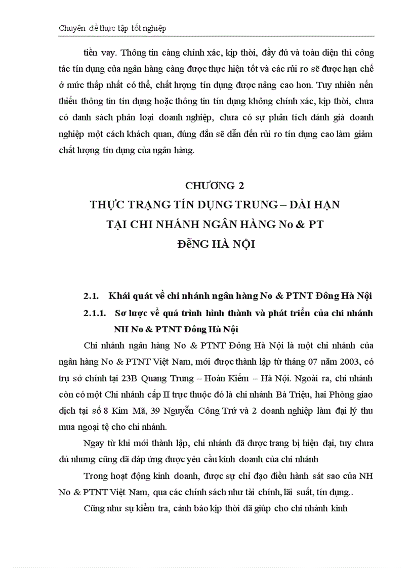 image for page Thực trạng và giải pháp đối với tín dụng trung dài hạn tại chi nhánh Ngân Hàng No PTNT Đông Hà Nội 1