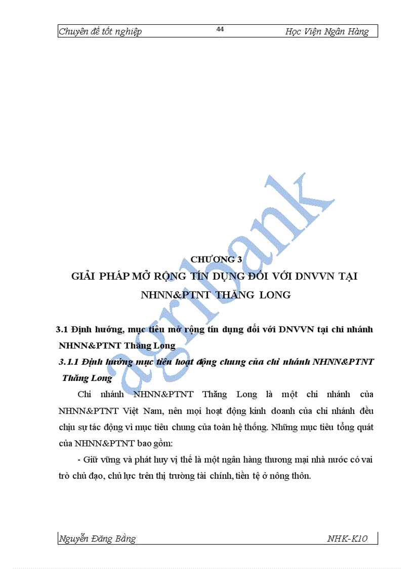 image for page Giải pháp mở rộng tín dụng đối với DNVVN tại NHNo PTNT Thăng Long