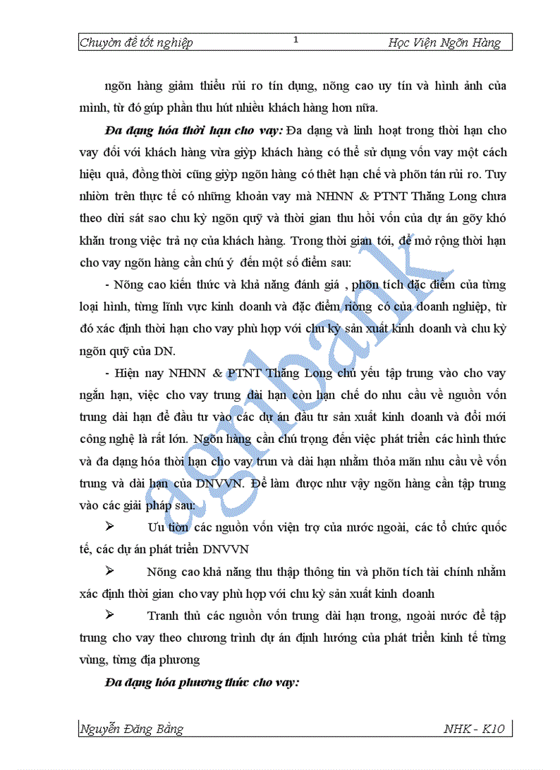 image for page Giải pháp mở rộng tín dụng đối với DNVVN tại NHNo PTNT Thăng Long