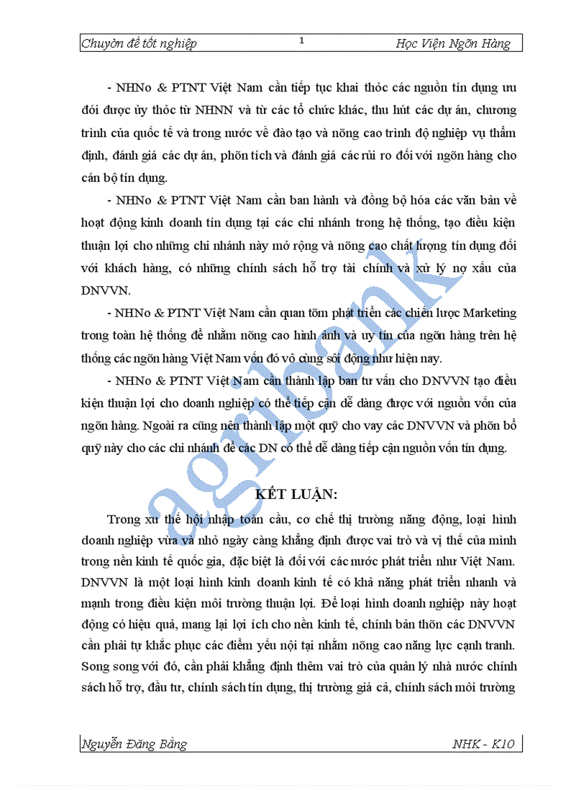 image for page Giải pháp mở rộng tín dụng đối với DNVVN tại NHNo PTNT Thăng Long