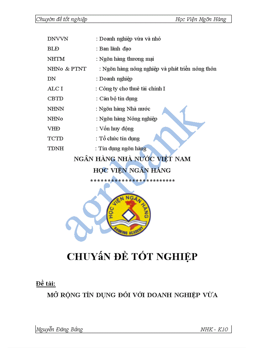 image for page Giải pháp mở rộng tín dụng đối với DNVVN tại NHNo PTNT Thăng Long