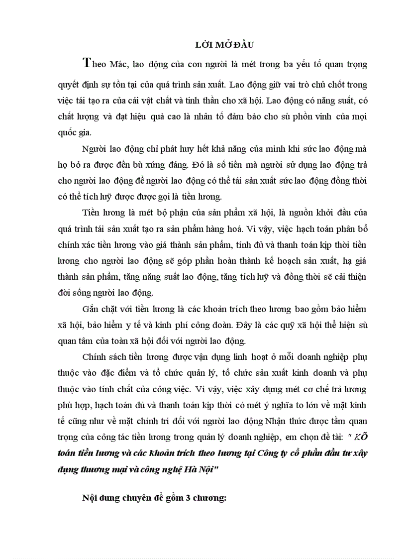 image for page Kế toán tiền lương và các khoản trích theo lương tại Công ty cổ phần đầu tư xây dựng thương mại và công nghệ Hà Nội
