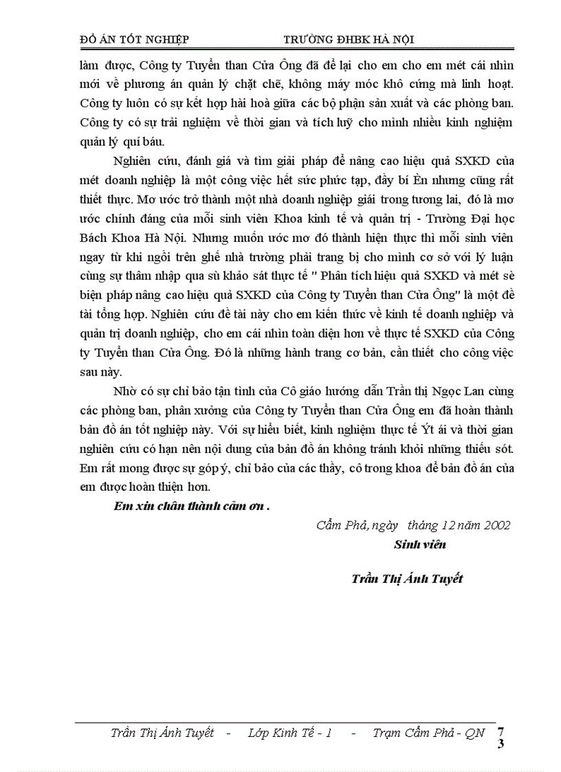 image for page Phân tích hiệu quả sản xuất kinh doanh và một số biện pháp nâng cao hiệu quả sản xuất kinh doanh của Công ty Tuyển than Cửa Ông 1