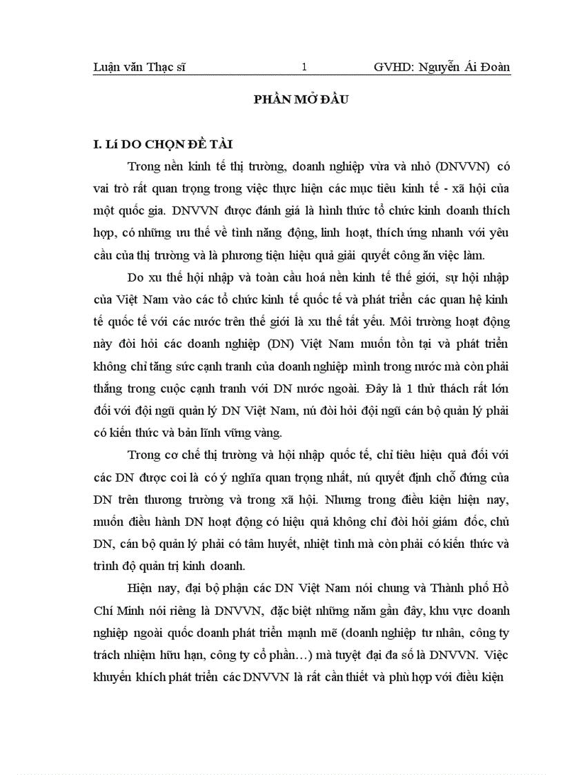 image for page Phân tích thực trạng công tác đào tạo nguồn nhân lực quản lý cho các DNVVN ở Thành phố Hồ Chí Minh 1
