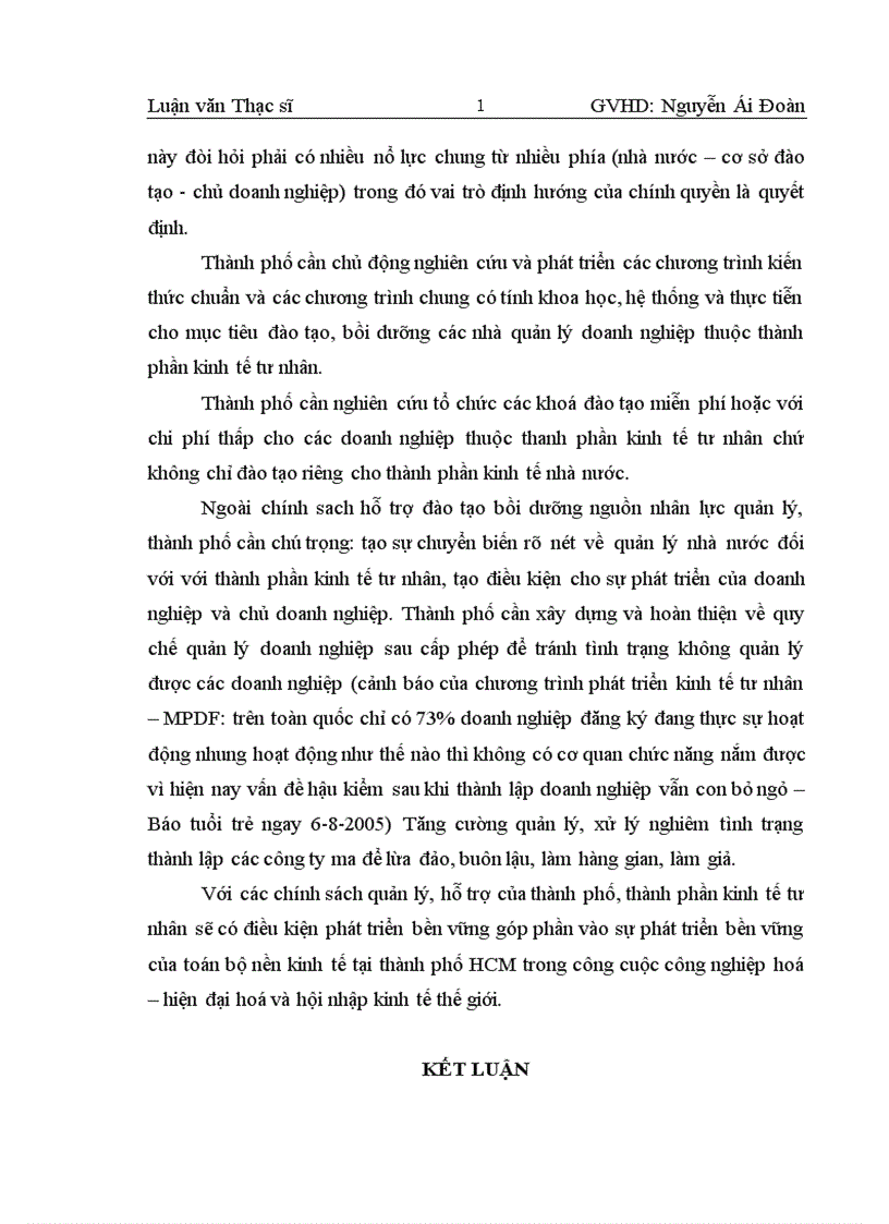 image for page Phân tích thực trạng công tác đào tạo nguồn nhân lực quản lý cho các DNVVN ở Thành phố Hồ Chí Minh 1