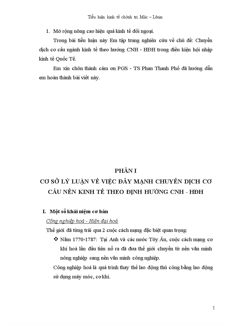 image for page Cơ sở lý luận về việc đẩy mạnh chuyển dịch cơ cấu nền kinh tế theo định hướng CNH HĐH