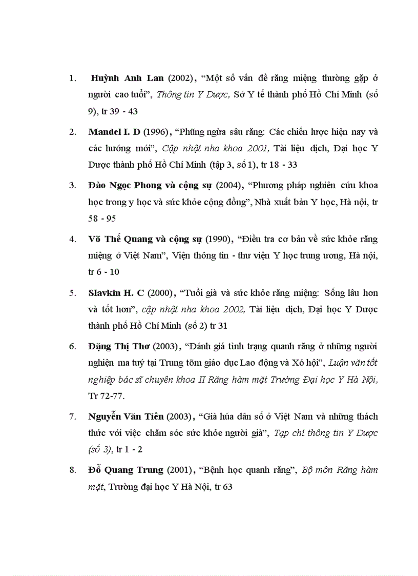 image for page Nghiên cứu thực trạng bệnh quanh răng và nhu cầu điều trị của người cao tuổi ở một vùng nông thôn quận Hoàng Mai Hà Nội 1