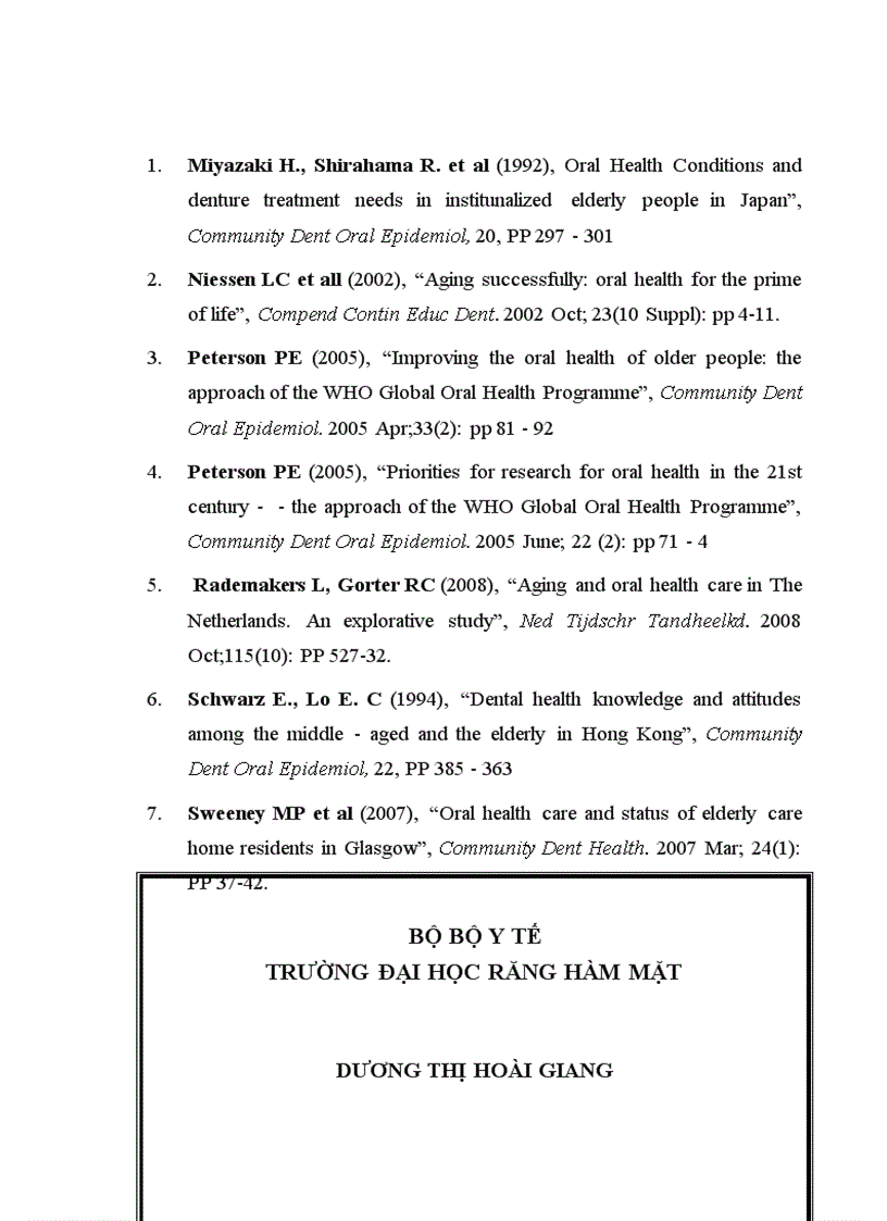 image for page Nghiên cứu thực trạng bệnh quanh răng và nhu cầu điều trị của người cao tuổi ở một vùng nông thôn quận Hoàng Mai Hà Nội 1