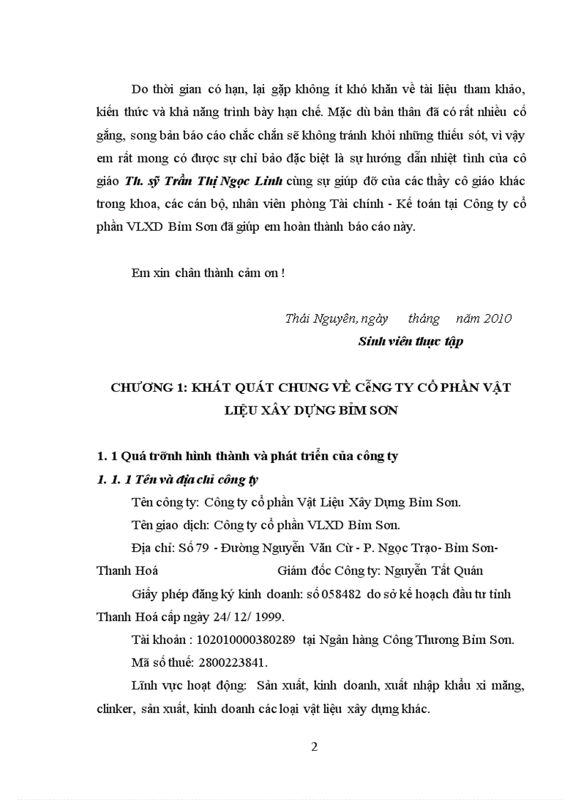 Thực trạng về tổ chức công tác kế toán tại công ty cổ phần Vật Liệu Xây Dựng Bỉm Sơn 1
