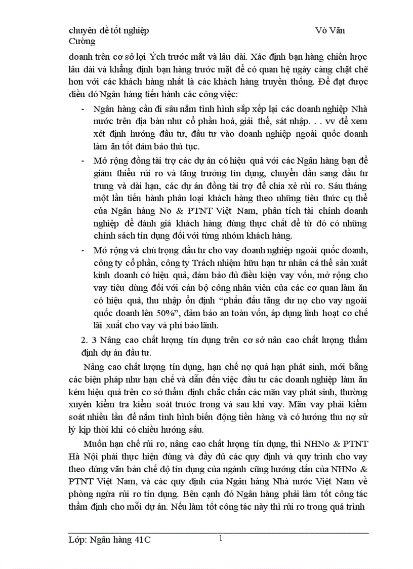 image for page Giải pháp nâng cao chất lượng tín dụng trung và dài hạn tại NHNo PTNT Hà Nội 1