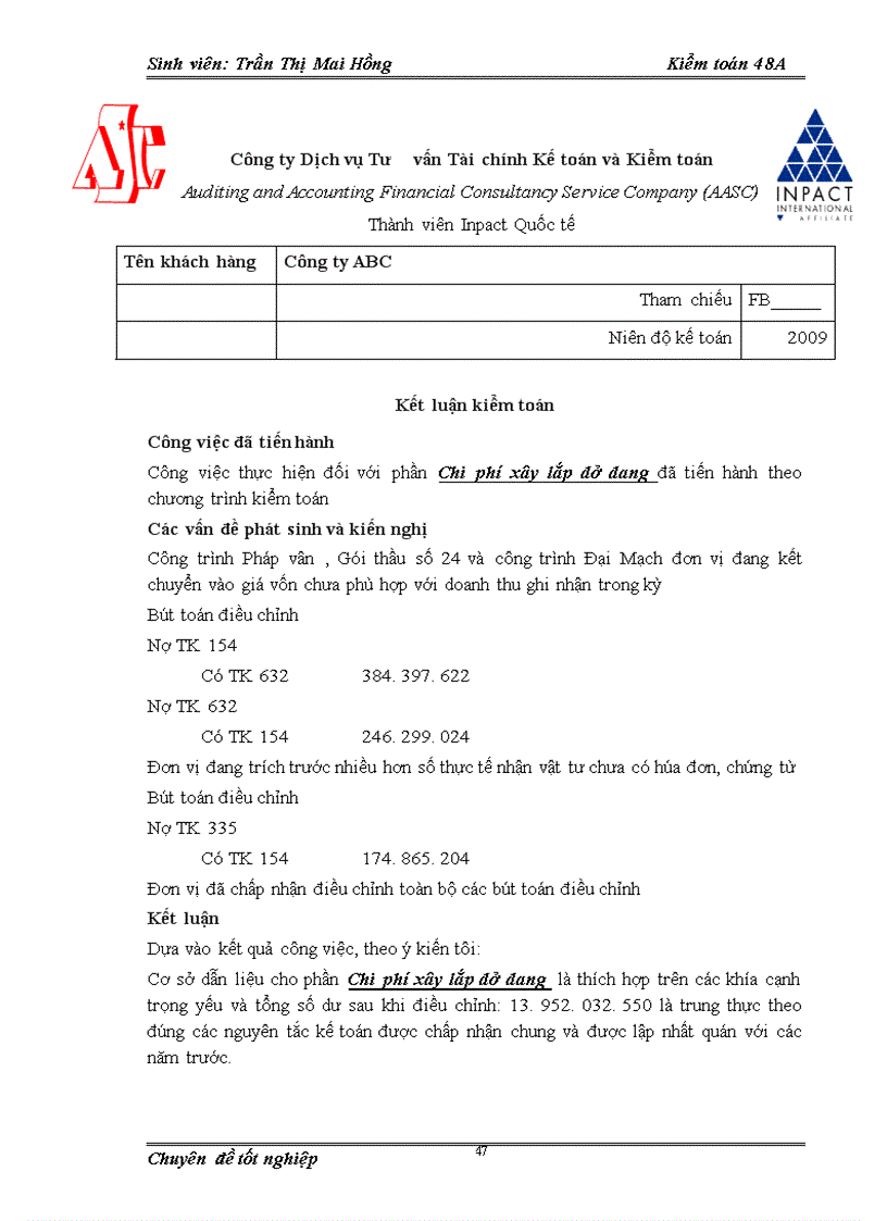 image for page Tìm hiểu kiểm toán khoản mục chi phí xây lắp dở dang trong kiểm toán báo cáo tài chính của Công ty ABC do Công ty TNHH Dịch vụ Tư vấn Tài chính Kế toán và Kiểm toán AASC thực hiện 1
