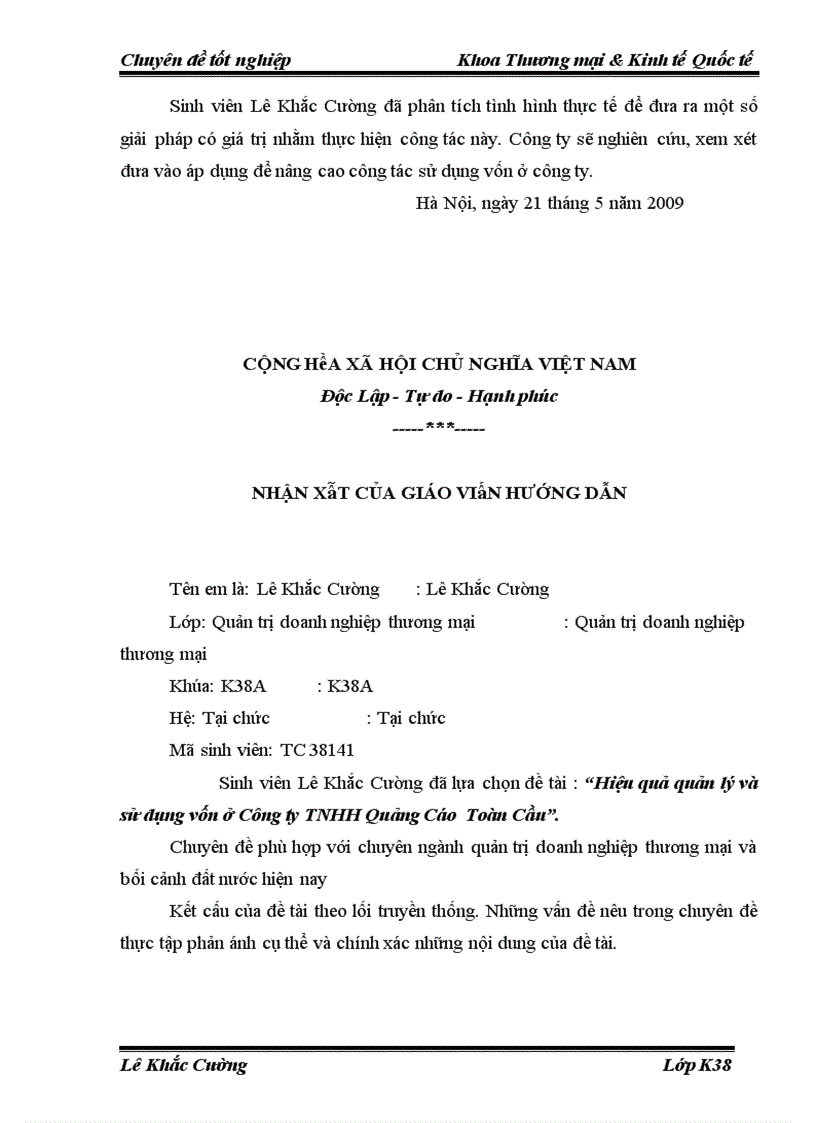 image for page Hiệu quả quản lý và sử dụng vốn ở Công ty TNHH Quảng Cáo Toàn Cầu