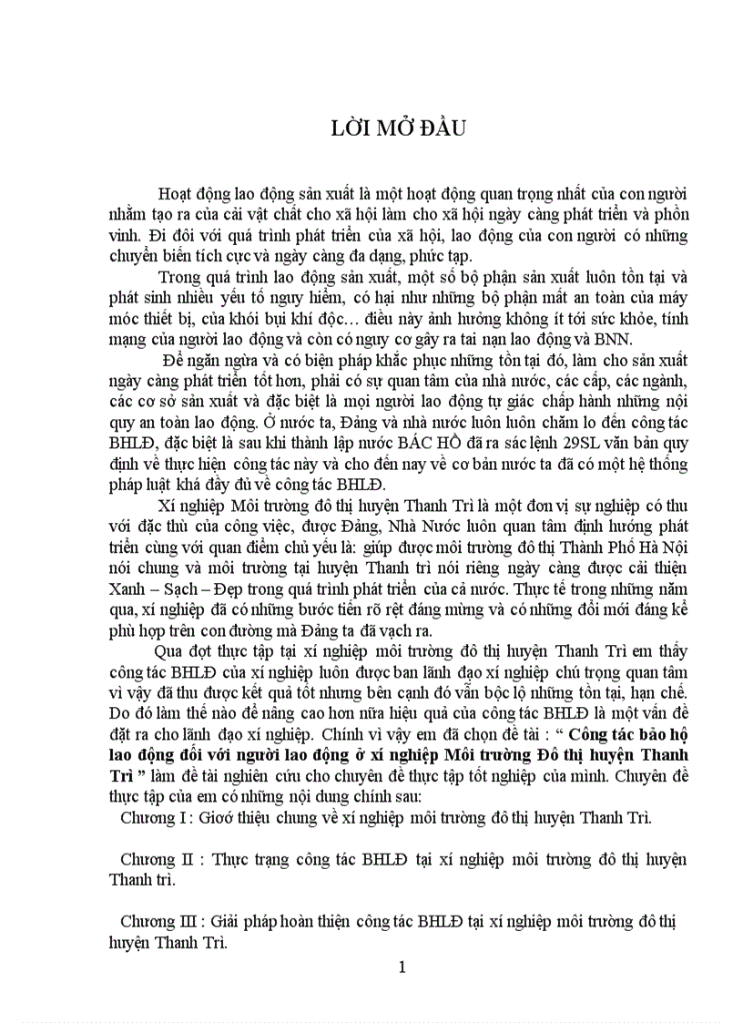 image for page Công tác bảo hộ lao động đối với người lao động ở xí nghiệp Môi trường Đô thị huyện Thanh Trì