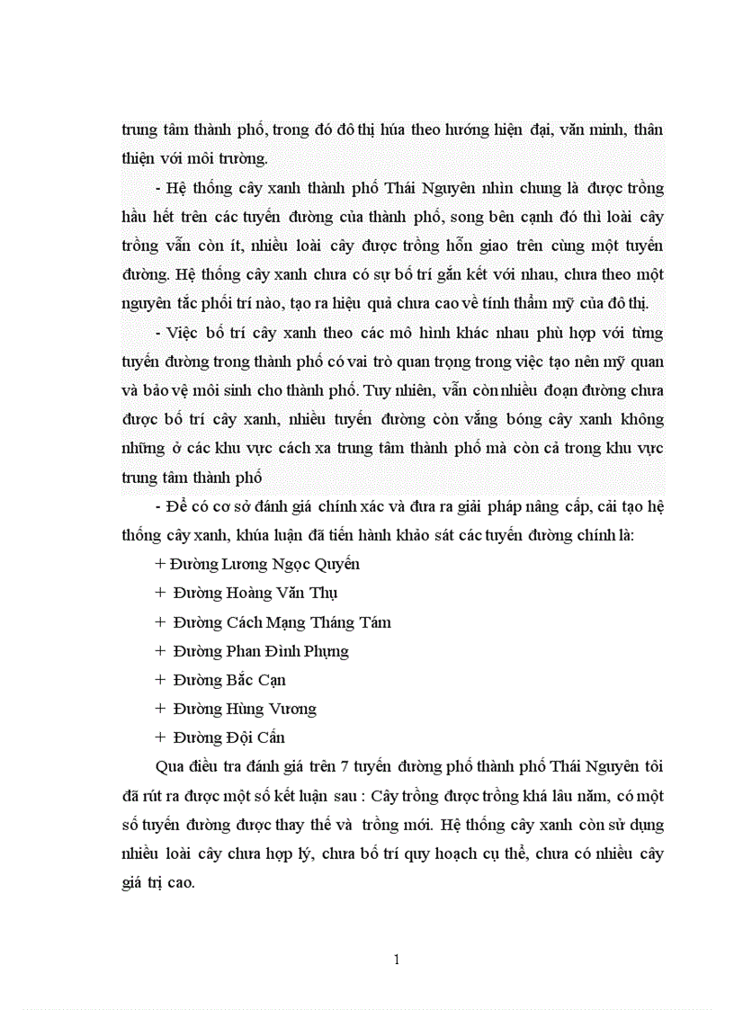 image for page Đánh giá hiện trạng cây xanh trên một số tuyến đường khu quảng trường của thành phố Thái Nguyên và ý kiến tôn tạo cảnh quan