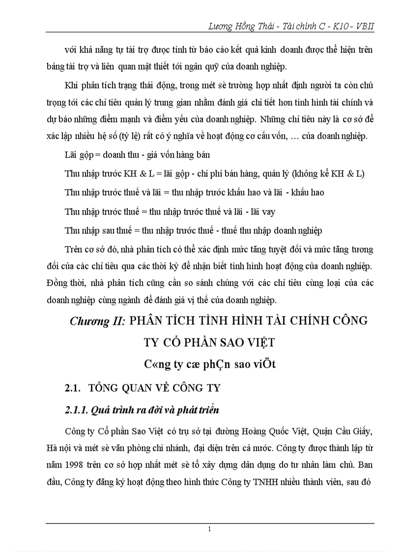 image for page Phân tích tình hình tài chính Công ty cổ phần Sao Việt 1