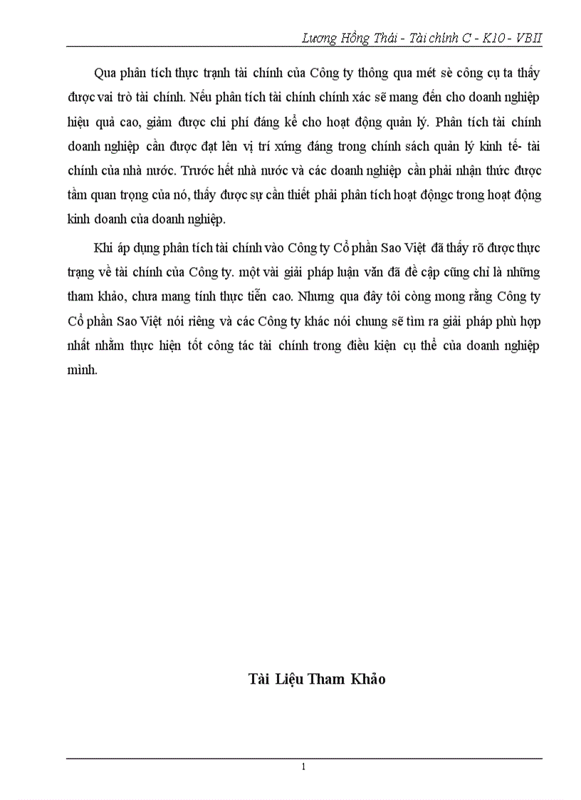 image for page Phân tích tình hình tài chính Công ty cổ phần Sao Việt 1