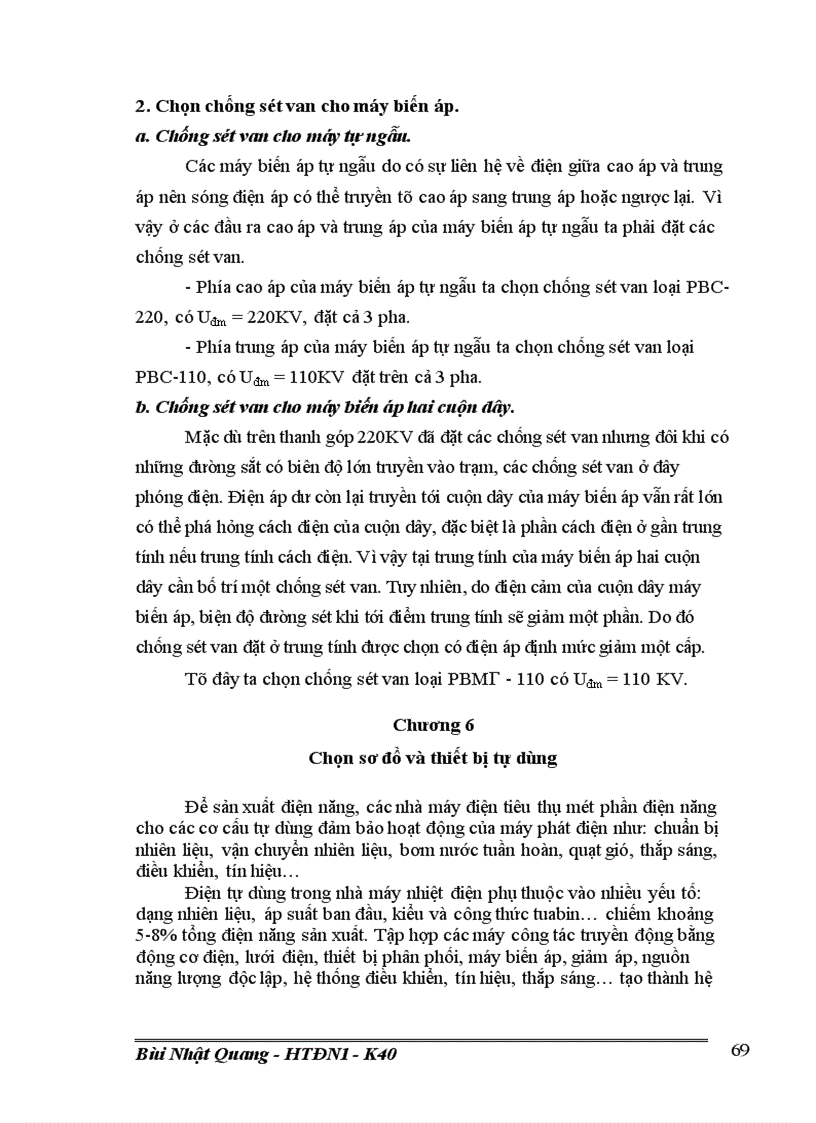 image for page Tính toán dòng điện ngắn mạch và lựa chọn thiết bị của sơ đồ nối điện chính các phương án 1