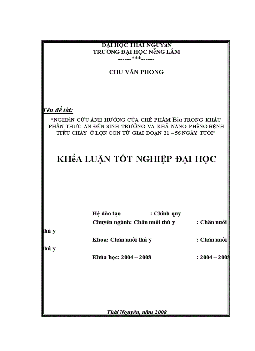 image for page Nghiên cứu ảnh hưởng của chế phẩm Bio trong khẩu phần thức ăn đến sinh trưởng và khả năng phòng bệnh tiêu chảy ở lợn con giai đoạn từ 21 56 ngày tuổi 1