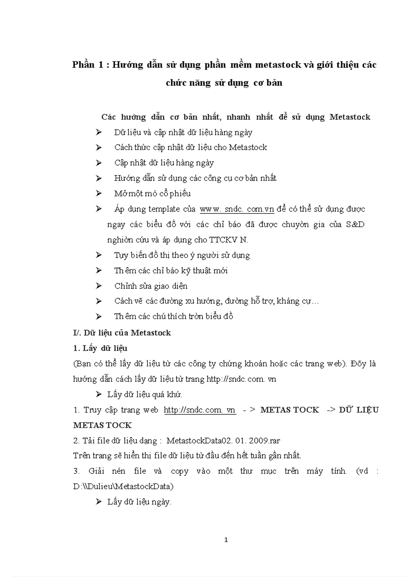 image for page Hướng dẫn sử dụng phần mềm metastock vào phân tích chứng khoán
