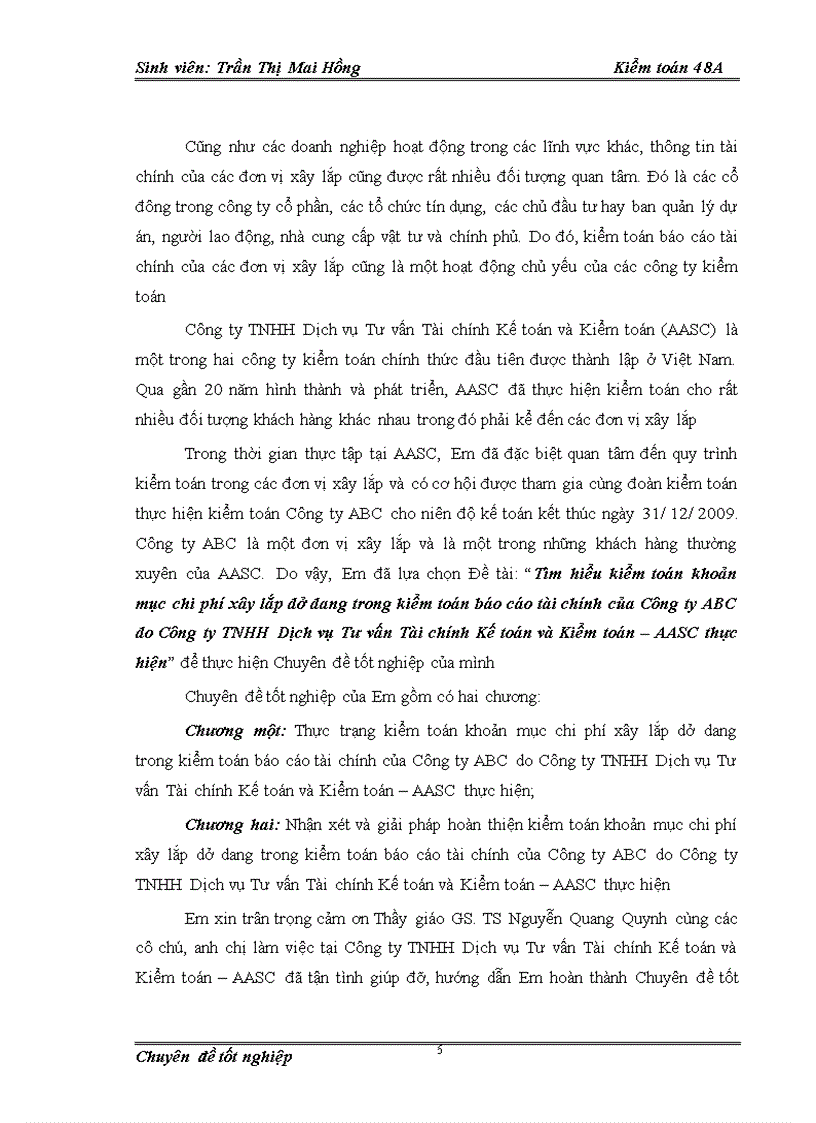 image for page Tìm hiểu kiểm toán khoản mục chi phí xây lắp dở dang trong kiểm toán báo cáo tài chính của Công ty abc do công ty TNHH dịch vụ tư vấn tài chính kế toán và kiểm toán thực hiện 1